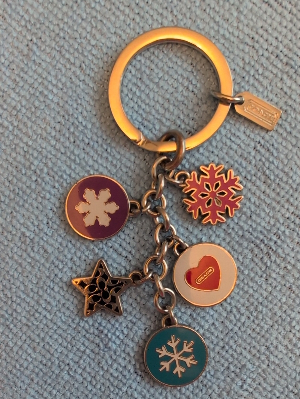 Coach Snowflake & Heart Bag Charm Key Chain